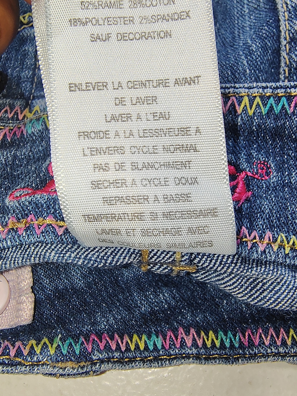 Levi's Strauss & Co Girls Denim Blue Shorts Size 6 Embroidered Logo Adjustable - Picture 8 of 12